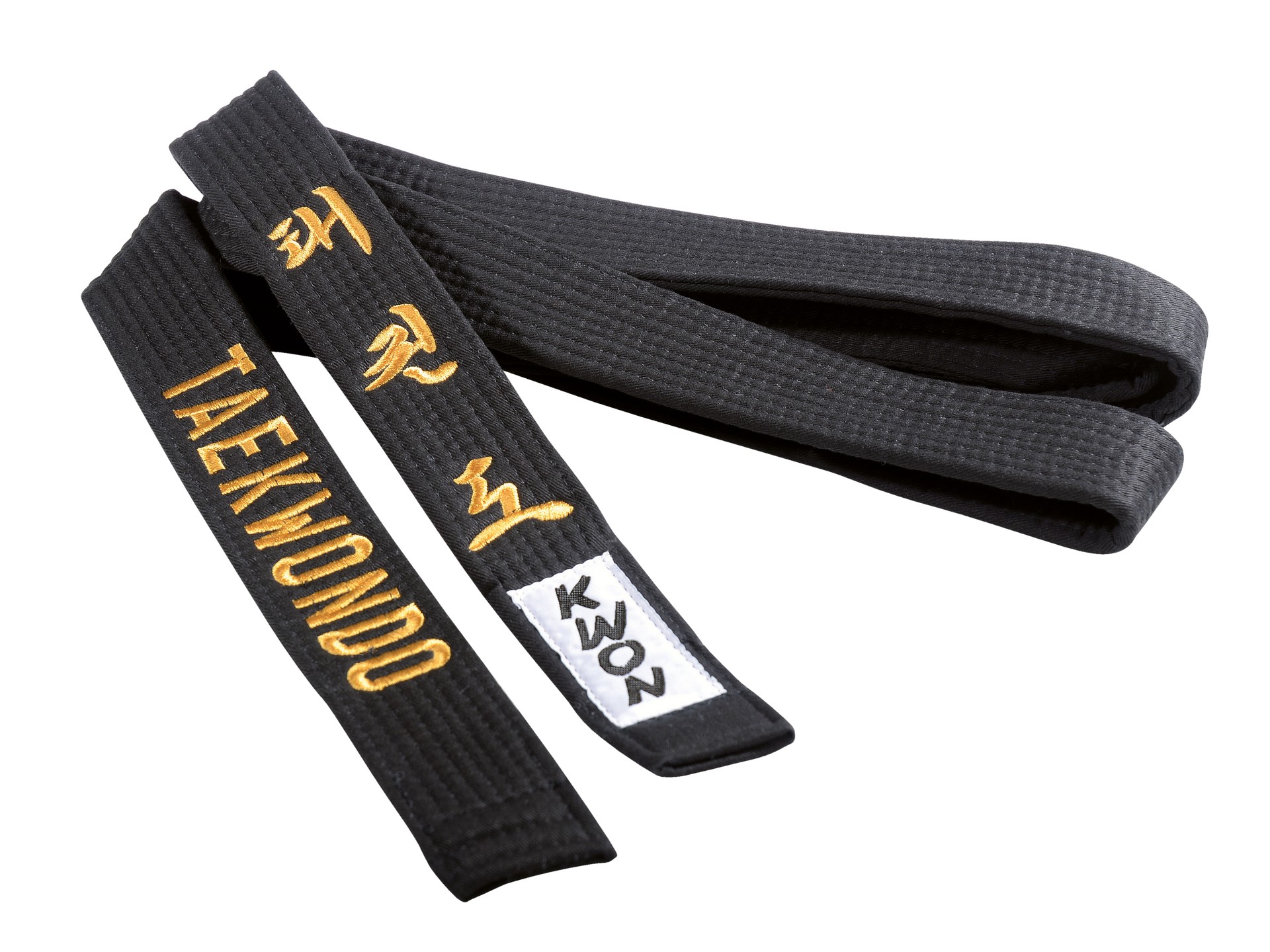 Taekwondo Gürtel schwarz, 4 cm mit Bestickung