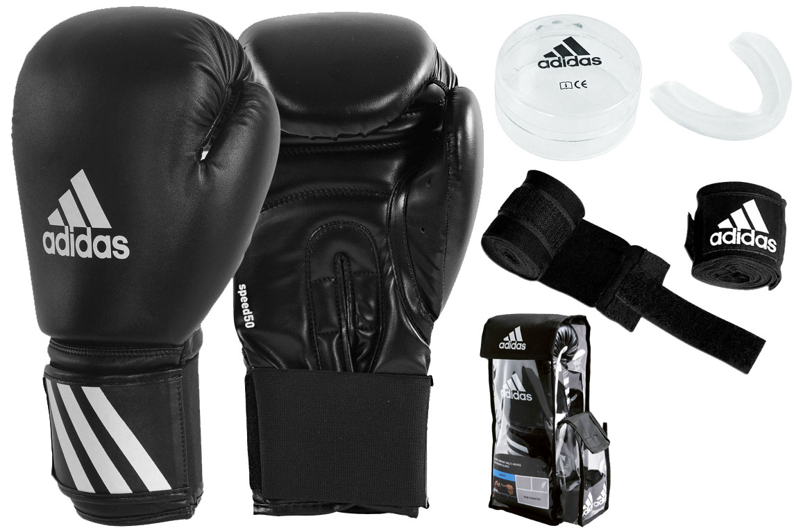 adibpkit01s_1 Adidas Boxing Set - Handschuhe, Bandagen, Zahnschutz