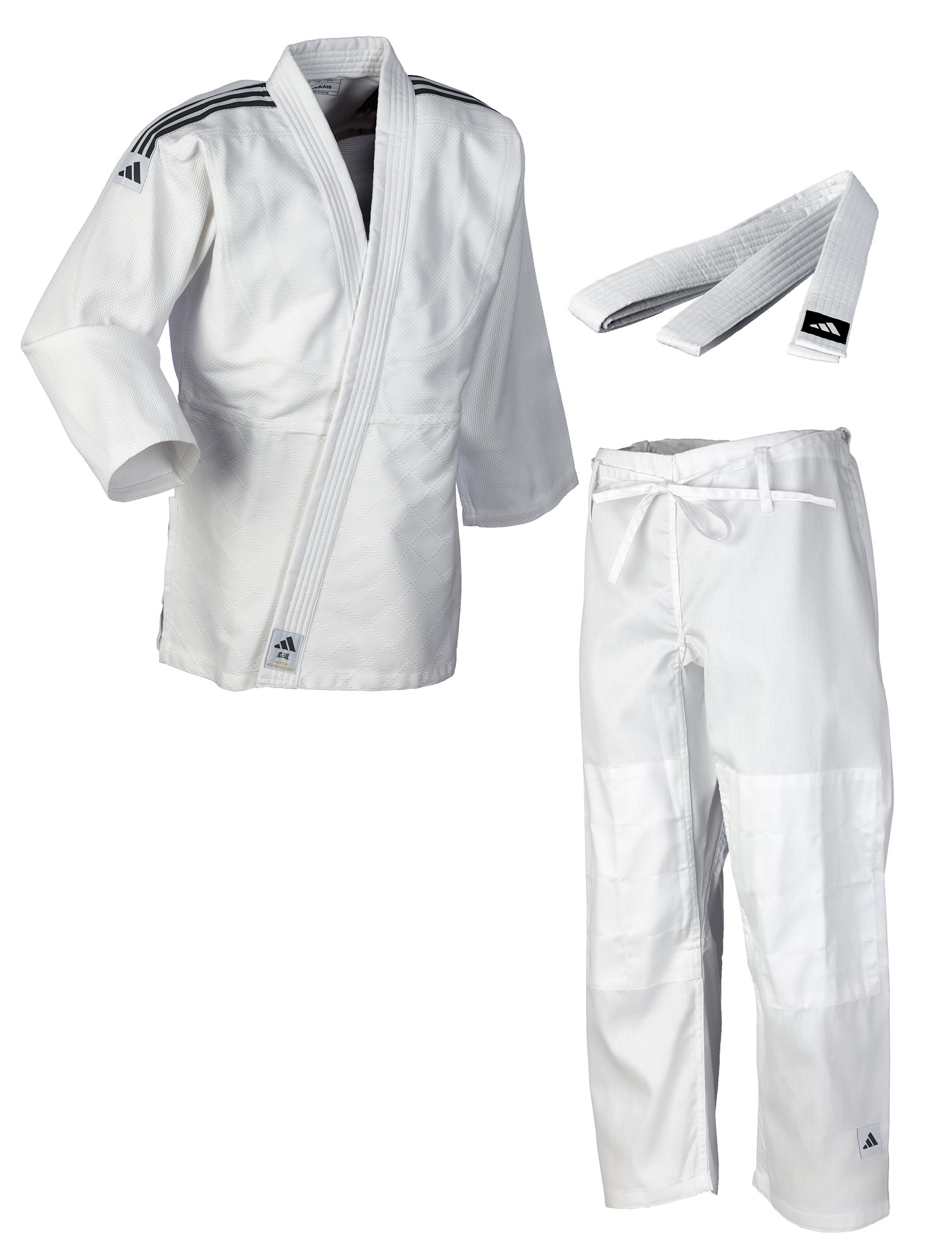 Adidas Judo-Anzug Club weiss/schwarze Streifen, J350