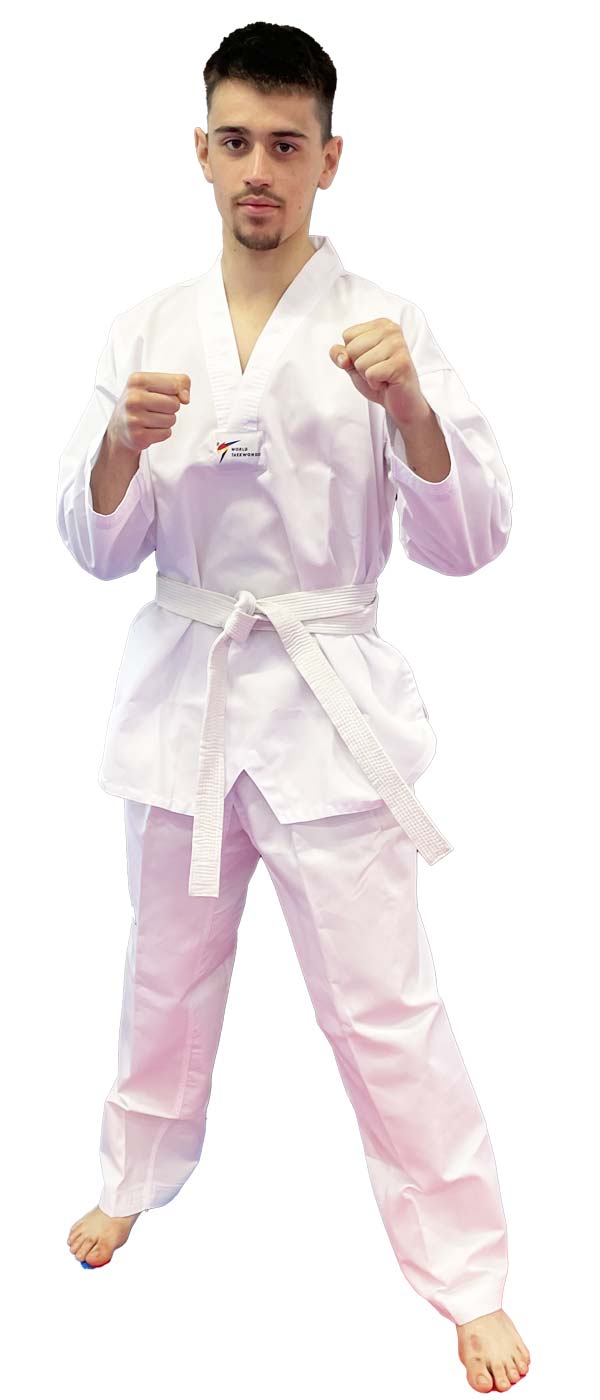 Adidas Taekwondoanzug, weissem Revers, WT anerkannt