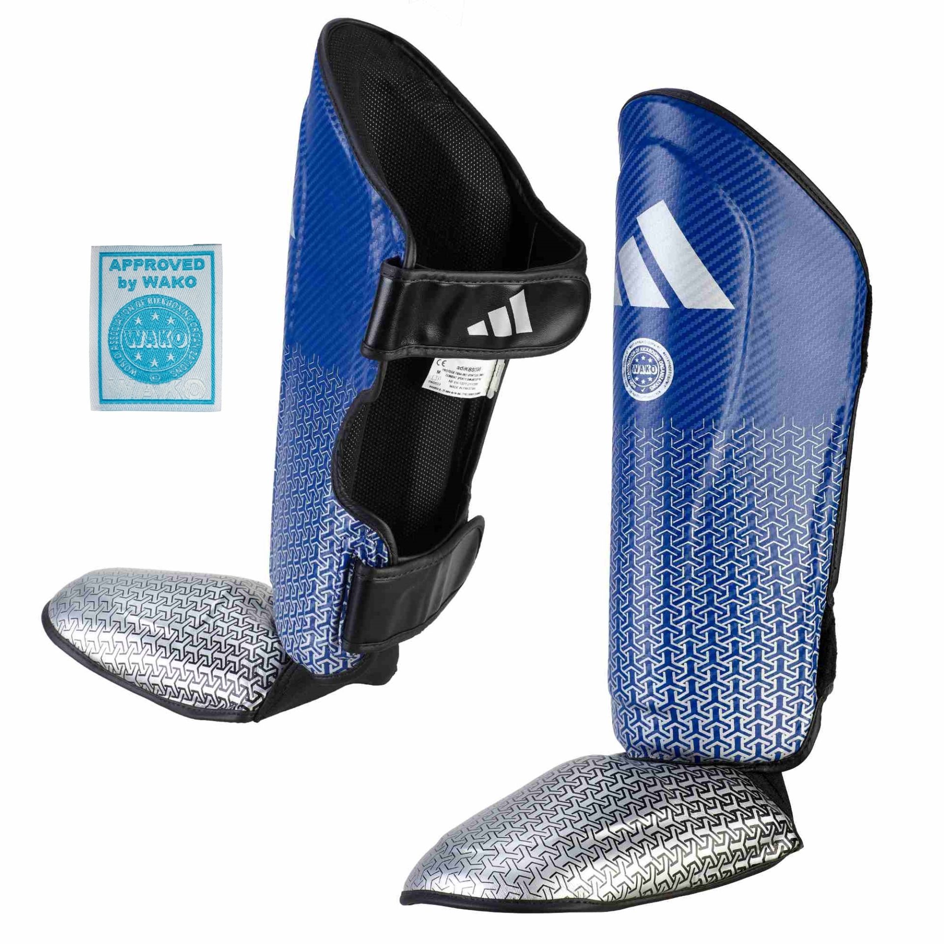 Adidas Pro Kickboxing Schienbein-Spannschutz blue/silver